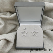 Upload image to gallery, White gold and diamond star ear pendants
