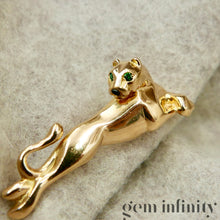 Upload image to gallery, Cartier, gold and emerald Panthère pin brooch
