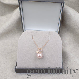 Mimi, Collier or rose, diamant, quartz rose et perle