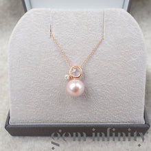 Charger l&#39;image dans la galerie, Mimi, Collier or rose, diamant, quartz rose et perle
