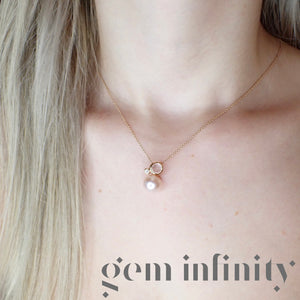 Mimi, Collier or rose, diamant, quartz rose et perle