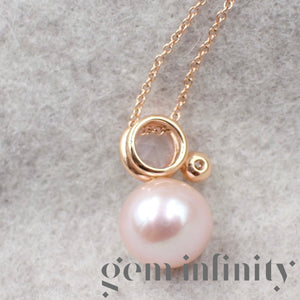 Mimi, Collier or rose, diamant, quartz rose et perle