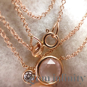 Mimi, Collier or rose, diamant, quartz rose et perle