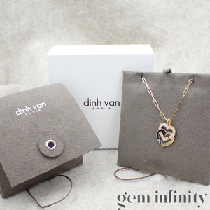 Dinh Van Pendentif menottes coeurs or et diamants sur chaîne