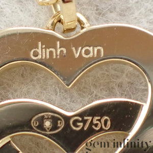 Dinh Van Pendentif menottes coeurs or et diamants sur chaîne