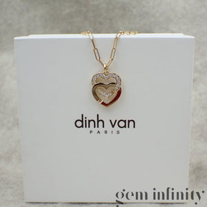 Dinh Van Pendentif menottes coeurs or et diamants sur chaîne