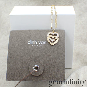 Dinh Van Pendentif menottes coeurs or et diamants sur chaîne