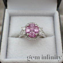 Charger l'image dans la galerie, Bague illusion saphirs roses et diamants
