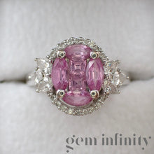 Charger l'image dans la galerie, Bague illusion saphirs roses et diamants
