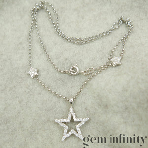 Collier étoiles or gris et diamants