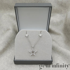 Collier étoiles or gris et diamants