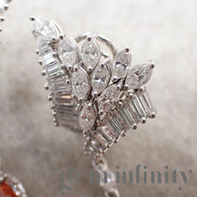 Charger l'image dans la galerie, Pendants d'oreilles or gris, topazes impériale et diamants
