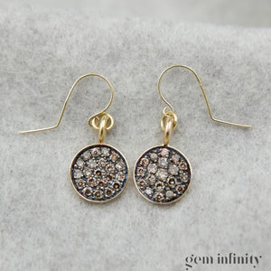 Paire de boucles d'oreilles or et diamants bruns