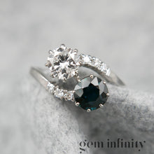 Upload image to gallery, Ring ‘toi &amp; moi’ white gold, sapphire and diamonds
