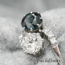 Upload image to gallery, Ring ‘toi &amp; moi’ white gold, sapphire and diamonds
