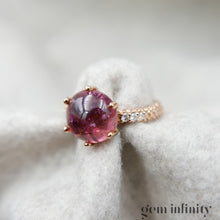 Charger l&#39;image dans la galerie, Bague or rose, diamants et tourmaline rose
