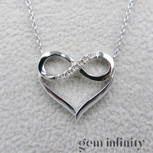 Charger l&#39;image dans la galerie, Collier &#39;amour infini&#39; or gris serti de diamants
