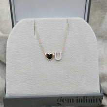 Charger l&#39;image dans la galerie, Collier &#39;Love U&#39; or jaune et gris serti de diamants
