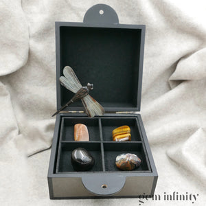 COFFRET CHANCE, Sardonyx, Onyx, Œil de Tigre, Pierre de Lune