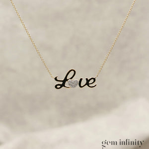 Collier LOVE or jaune et diamants