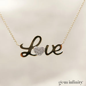 Collier LOVE or jaune et diamants