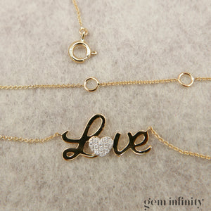 Collier LOVE or jaune et diamants