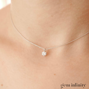 Collier solitaire diamant or gris