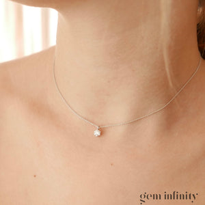 Collier solitaire diamant or gris