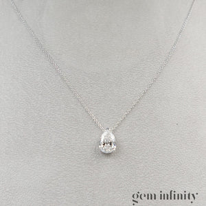 White gold necklace, large pear shape diamond 2.86 ct