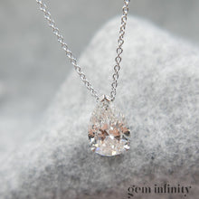 Upload image to gallery, White gold necklace, large pear shape diamond 2.86 ct
