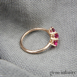 Bague or rose et rubis