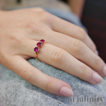 Charger l&#39;image dans la galerie, Bague or rose et rubis
