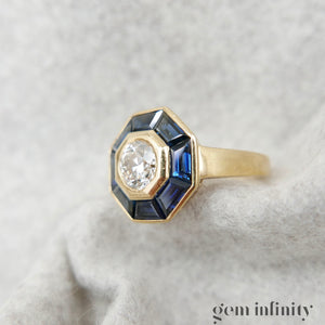 Bague ballerine or, diamant et saphirs