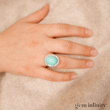 Charger l&#39;image dans la galerie, Bague platine, turquoise et diamants
