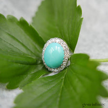 Charger l&#39;image dans la galerie, Bague platine, turquoise et diamants
