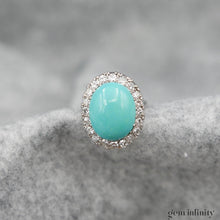 Charger l&#39;image dans la galerie, Bague platine, turquoise et diamants
