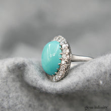 Charger l&#39;image dans la galerie, Bague platine, turquoise et diamants
