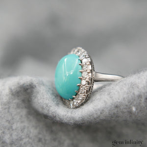 Bague platine, turquoise et diamants