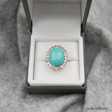 Charger l&#39;image dans la galerie, Bague platine, turquoise et diamants
