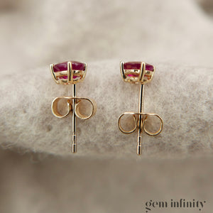 Boucles d'oreilles or et rubis