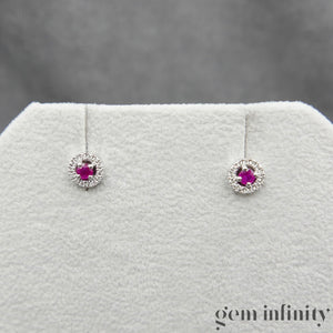 Boucles d'oreilles or gris rubis et diamants