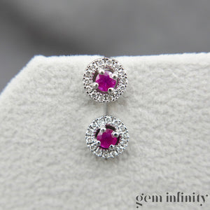 Boucles d'oreilles or gris rubis et diamants