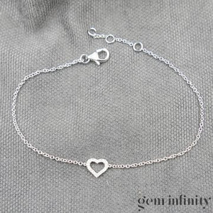 Bracelet coeur or gris et diamants