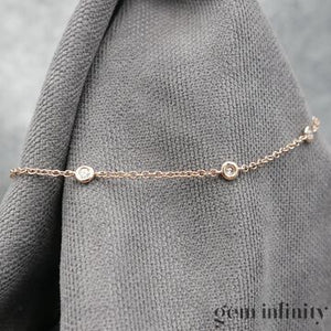 Bracelet or rose et diamants