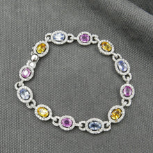 Charger l&#39;image dans la galerie, Bracelet or gris, saphirs de couleurs et diamants
