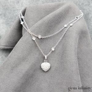 Collier pendentif or gris et diamants