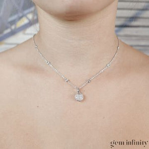 Collier pendentif or gris et diamants