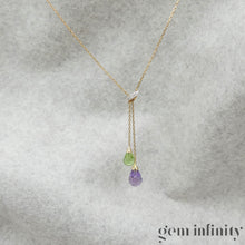 Upload image to gallery, Gold necklace, peridot amethyst briolettes and diamonds
