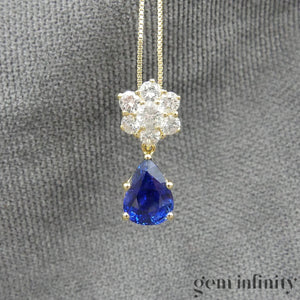 Collier or saphir goutte et diamants