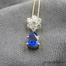 Charger l&#39;image dans la galerie, Collier or saphir goutte et diamants
